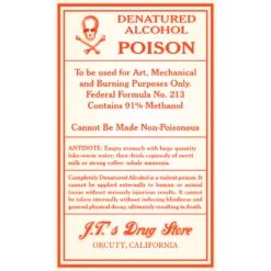Denatured Alcohol Poison Vintage Single Self Adhesive Label - License And Royalty Free For Film Use(Denatured Alcohol Poison Vintage Single Self Adhesive Label License And Royalty Free For Film Use)
