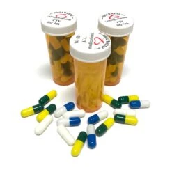 Fake Medicine Pill Capsules In 16 Dram Amber Plastic Medicine Vial With Lid(Fake Medicine Pill Capsules In 16 Dram Amber Plastic Medicine Vial With Lid)