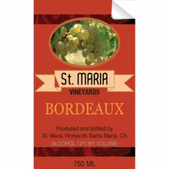 St Maria Bordeaux Wine Single Self Adhesive Label - License And Royalty Free For Film Use(St Maria Bordeaux Wine Single Self Adhesive Label License And Royalty Free For Film Use)
