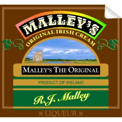 Malley's Irish Creme Single Self Adhesive Label - License And Royalty Free For Film Use(Malleys Irish Creme Single Self Adhesive Label License And Royalty Free For Film Use)